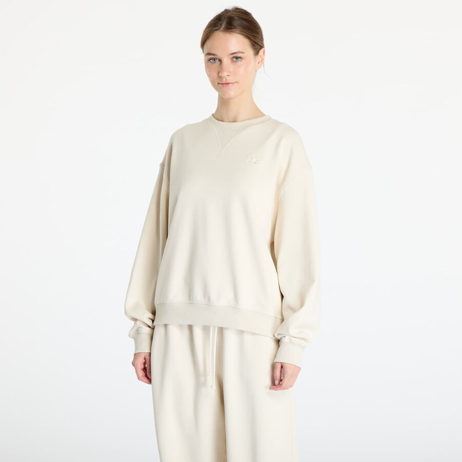 Pulóver New Balance Athletics French Terry Crew Sweatshirt Linen XS-alacsony-ár