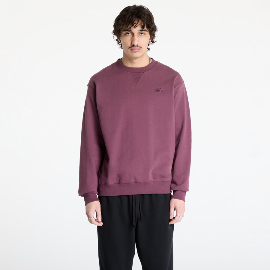 Pulóver New Balance Athletics French Terry Crew Sweatshirt Violet S-alacsony-ár
