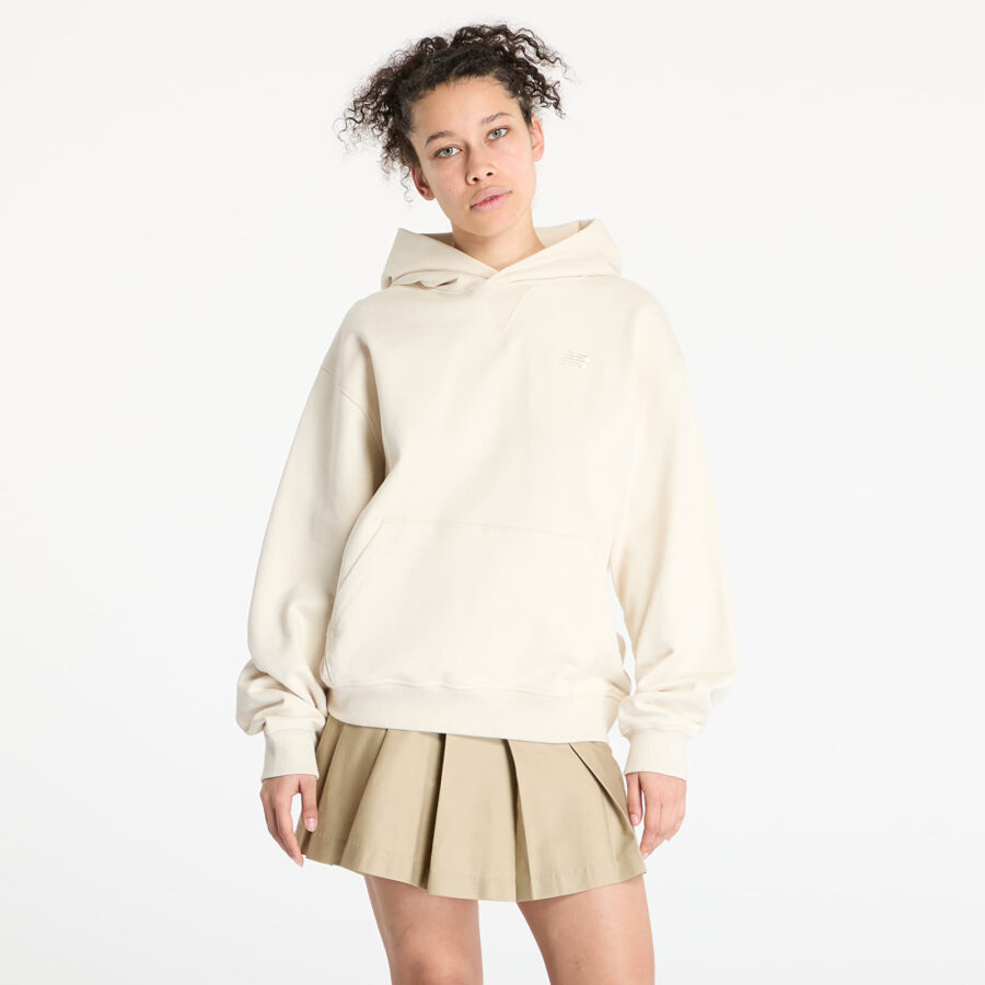 Pulóver New Balance Athletics French Terry Hoodie Beige L-alacsony-ár