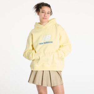 Pulóver New Balance Athletics French Terry Logo Hoodie Yellow S-alacsony-ár