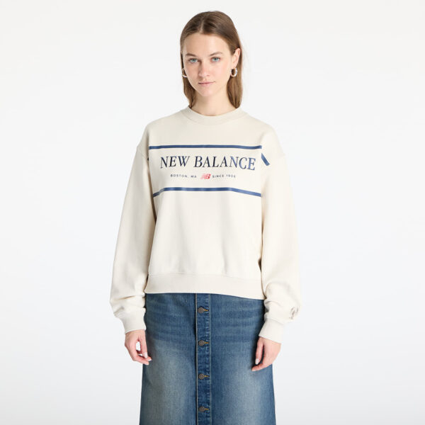 Pulóver New Balance Athletics Nautical Lobster Crew Sweatshirt Linen M-alacsony-ár