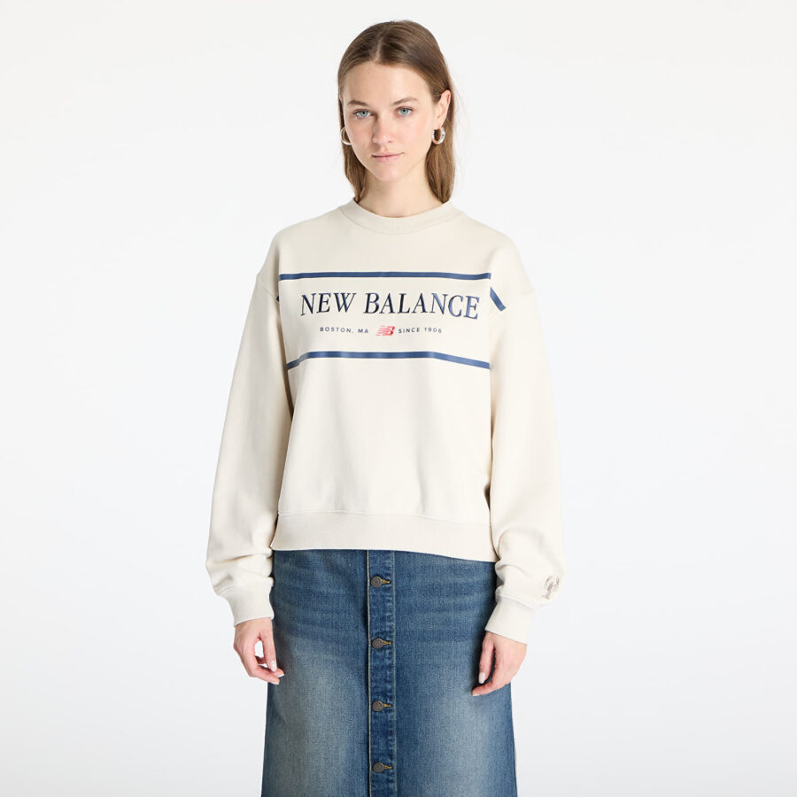Pulóver New Balance Athletics Nautical Lobster Crew Sweatshirt Linen M-alacsony-ár