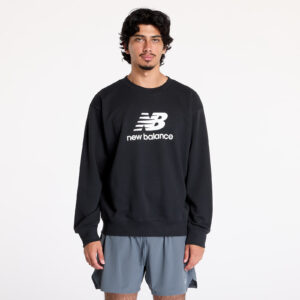 Pulóver New Balance Sport Essentials French Terry Logo Crew Sweatshirt Black S-alacsony-ár
