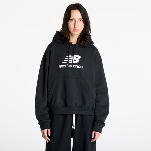 Pulóver New Balance Sport Essentials French Terry Logo Hoodie Black S-alacsony-ár
