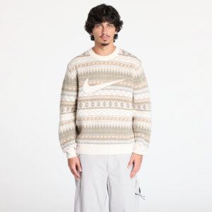 Pulóver Nike Life Fair Isle Swoosh Sweater Light Orewood Brown/ Sail/ Khaki S-alacsony-ár