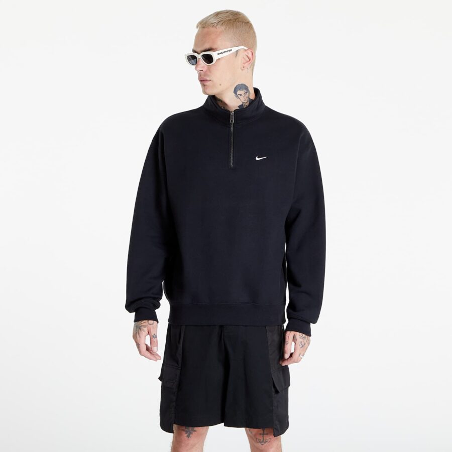 Pulóver Nike Solo Swoosh Men's 1/4-Zip Top Black/ White XS-alacsony-ár