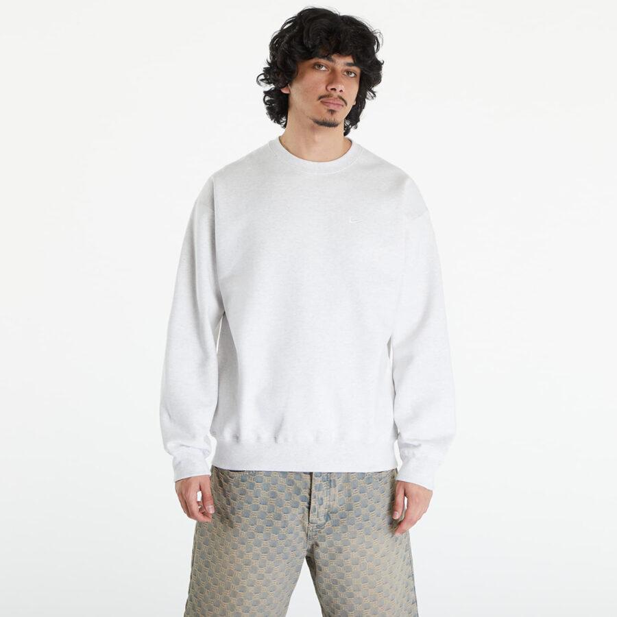 Pulóver Nike Solo Swoosh Men's Fleece Crew Birch Heather/ White XS-alacsony-ár