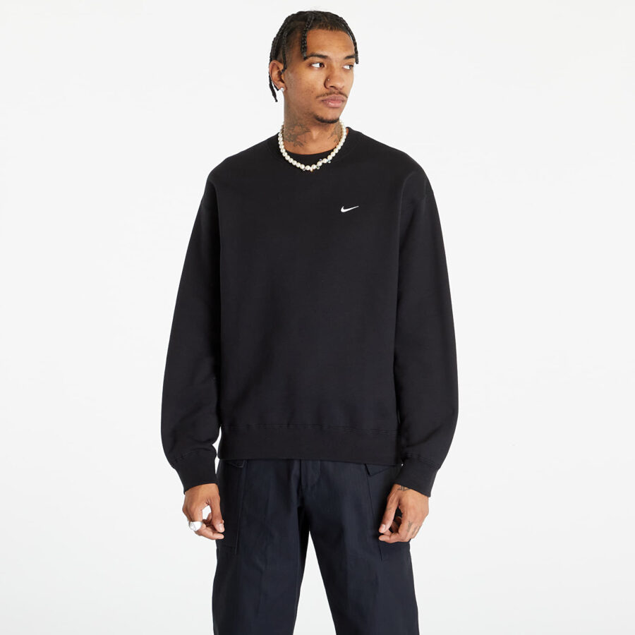 Pulóver Nike Solo Swoosh Men's Fleece Crew Black/ White XS-alacsony-ár