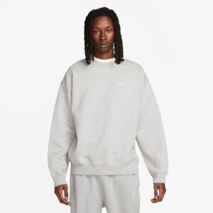 Pulóver Nike Solo Swoosh Men's Fleece Crew Dk Grey Heather/ White XS-alacsony-ár
