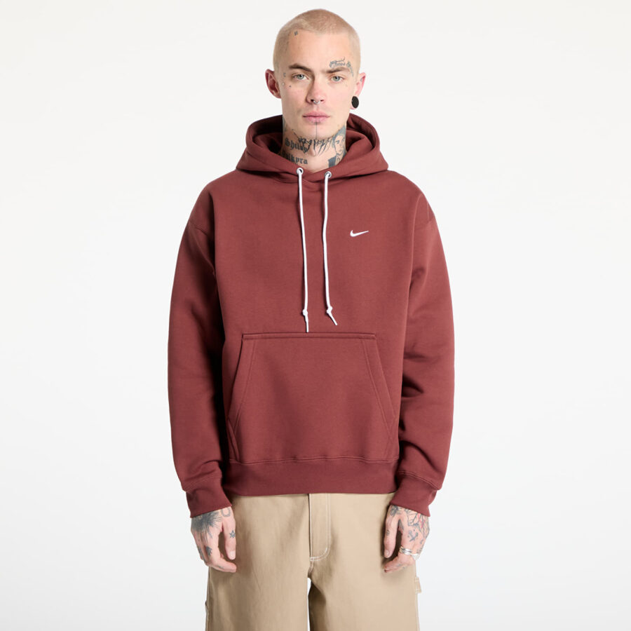 Pulóver Nike Solo Swoosh Men's Fleece Pullover Hoodie Dark Pony/ White S-alacsony-ár