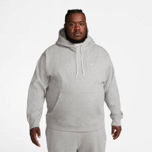 Pulóver Nike Solo Swoosh Men's Fleece Pullover Hoodie Dk Grey Heather/ White XS-alacsony-ár