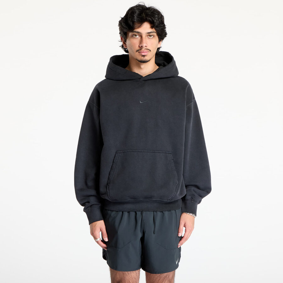Pulóver Nike Solo Swoosh Men's French Terry Pullover Hoodie Black/ Black M-alacsony-ár