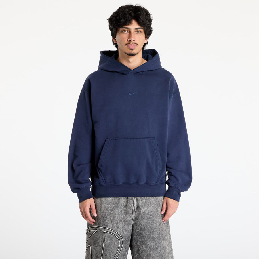 Pulóver Nike Solo Swoosh Men's French Terry Pullover Hoodie Obsidian/ Obsidian M-alacsony-ár