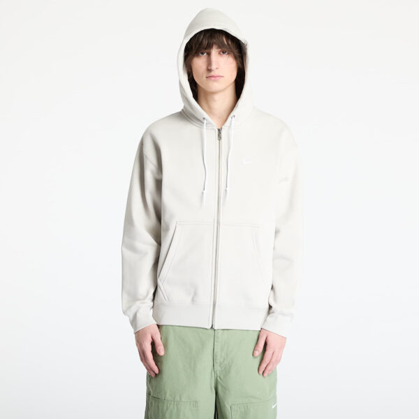 Pulóver Nike Solo Swoosh Men's Full-Zip Hoodie Light Bone/ White XS-alacsony-ár