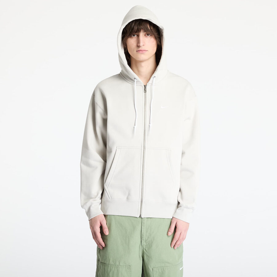 Pulóver Nike Solo Swoosh Men's Full-Zip Hoodie Light Bone/ White XS-alacsony-ár