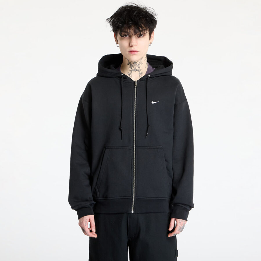 Pulóver Nike Solo Swoosh Men's Thermal Full-Zip Hoodie Black/ White XS-alacsony-ár