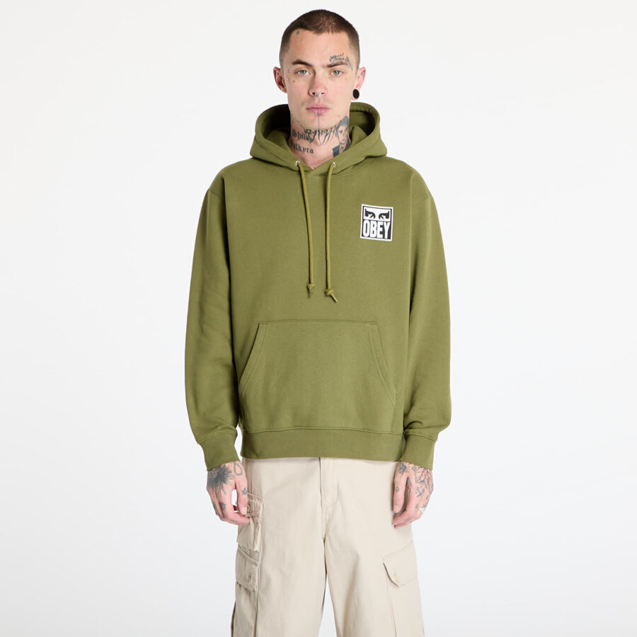 Pulóver OBEY Obey Eyes Icon Hoodie Moss Green M-alacsony-ár