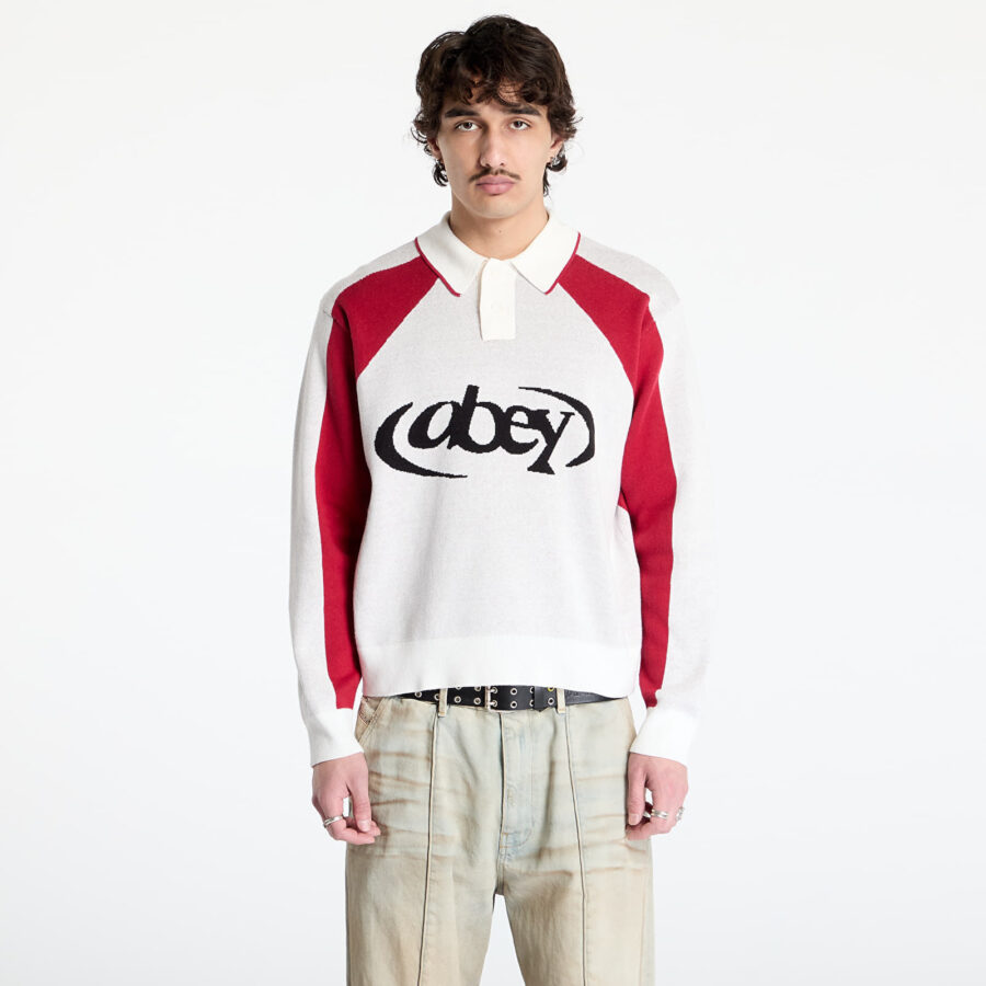 Pulóver OBEY Soccer Polo Sweater White Multi L-alacsony-ár