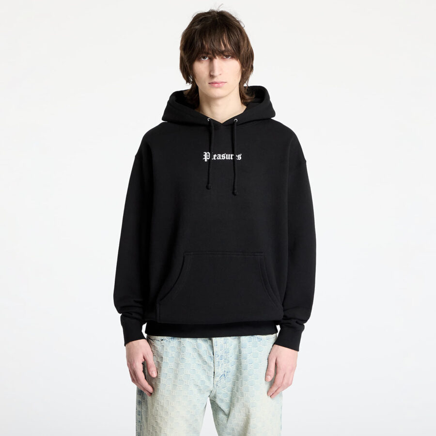 Pulóver PLEASURES Burn Again Hoodie Black S-alacsony-ár