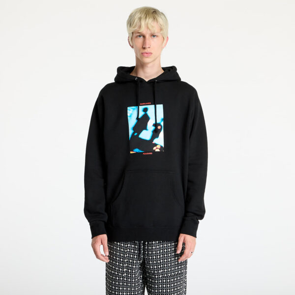 Pulóver PLEASURES Darklands Hoodie Black L-alacsony-ár
