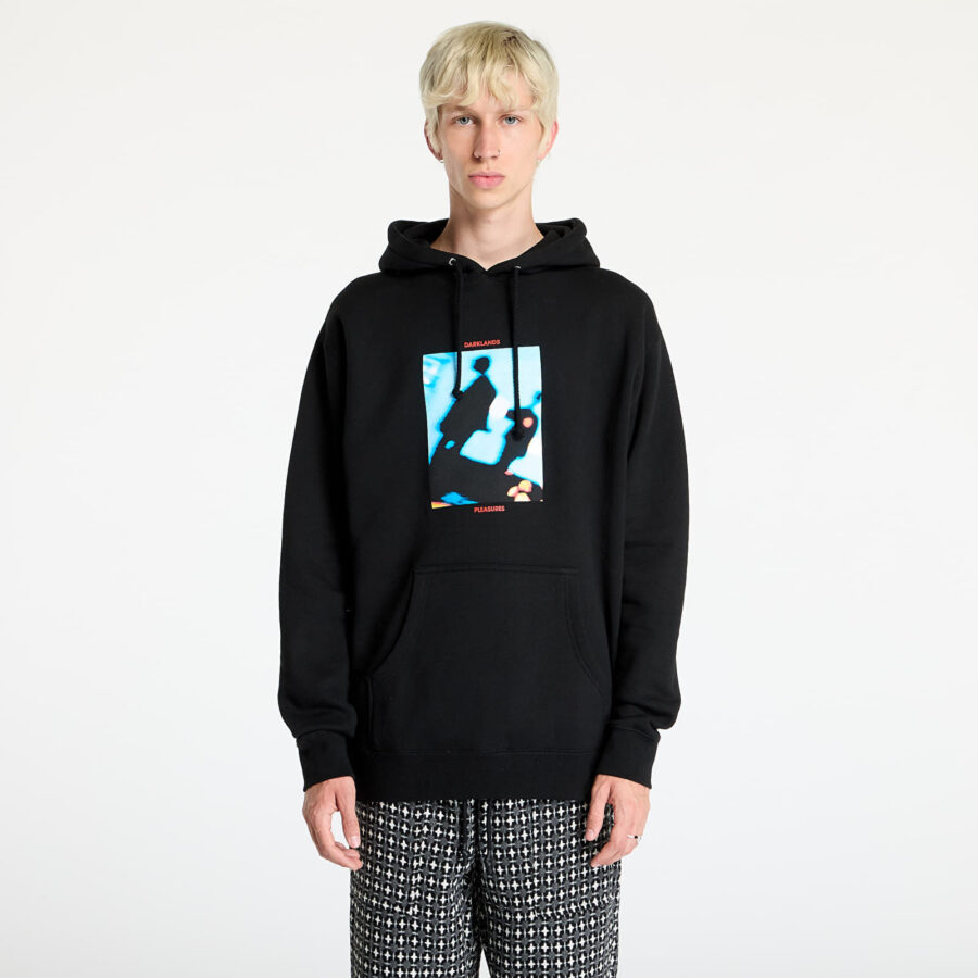 Pulóver PLEASURES Darklands Hoodie Black L-alacsony-ár