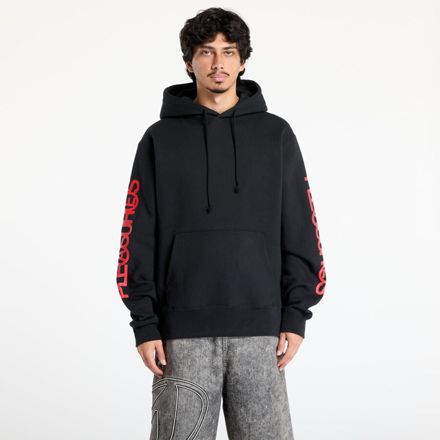 Pulóver PLEASURES Fanzine Hoodie Black M-alacsony-ár