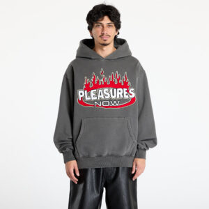 Pulóver PLEASURES Flame Hoodie Faded Black S-alacsony-ár