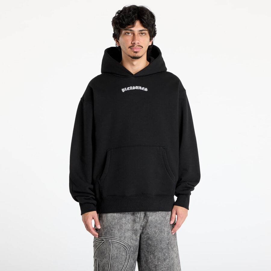 Pulóver PLEASURES Neural Hoodie Black S-alacsony-ár