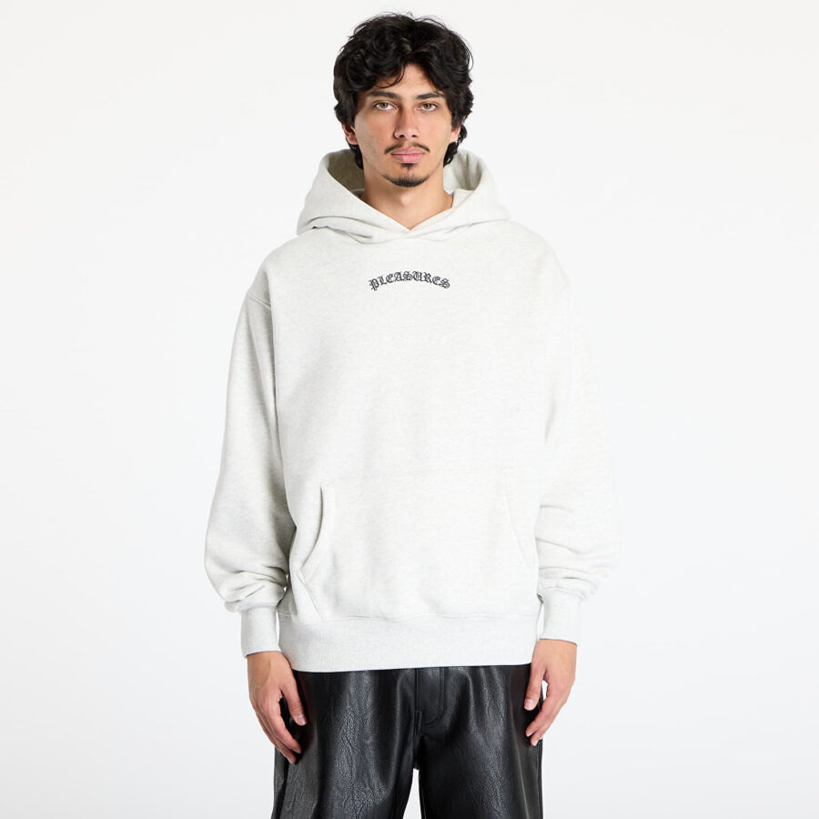 Pulóver PLEASURES Neural Hoodie Grey Mélange S-alacsony-ár
