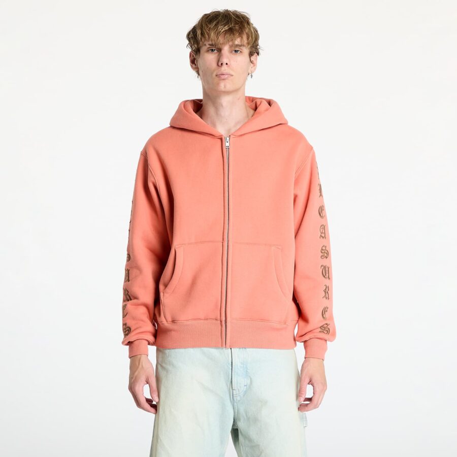 Pulóver PLEASURES Oe Zip Up Hoodie Rust L-alacsony-ár