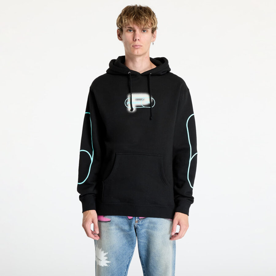 Pulóver PLEASURES Pixel P Hoodie Black S-alacsony-ár