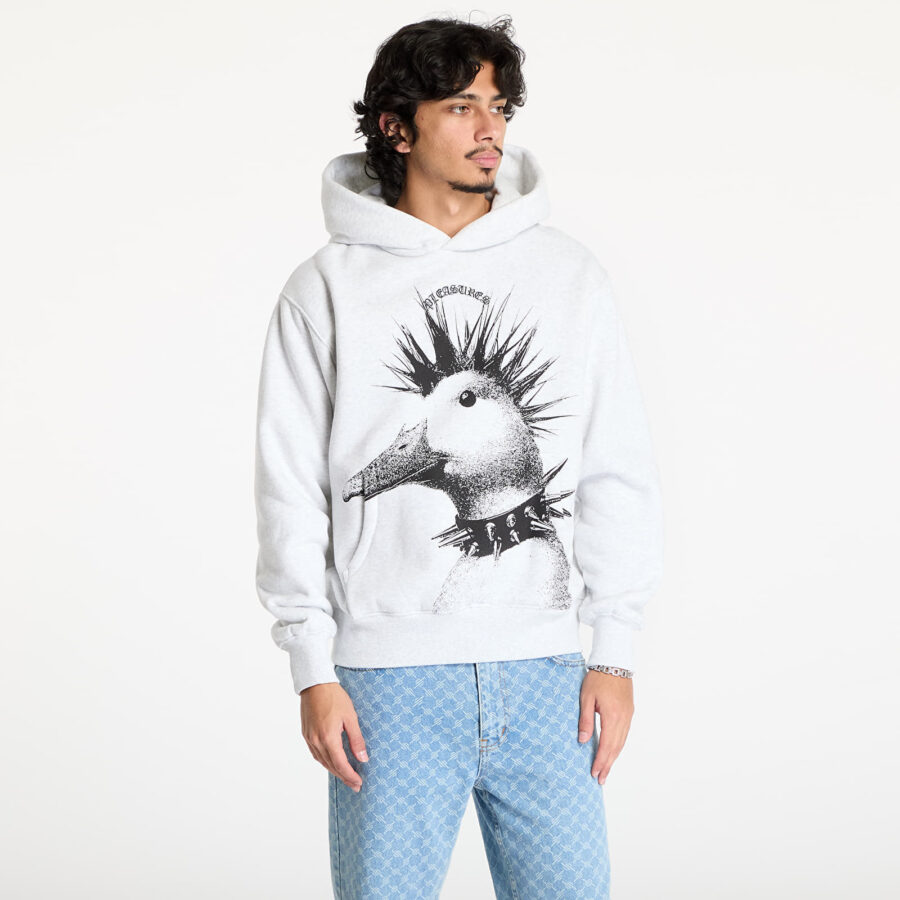 Pulóver PLEASURES Punk Duck Hoodie Heather Grey S-alacsony-ár