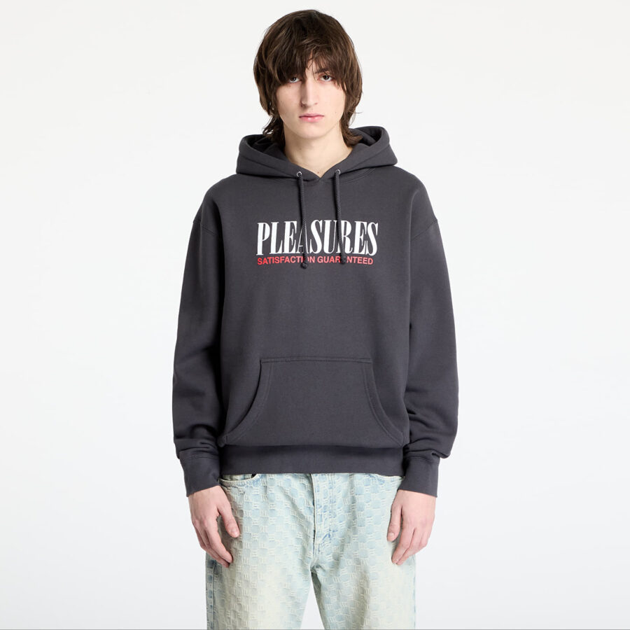 Pulóver PLEASURES Satisfaction Hoodie Asphalt S-alacsony-ár