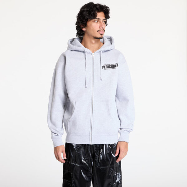 Pulóver PLEASURES Staff Zip Hoodie Heather Grey S-alacsony-ár
