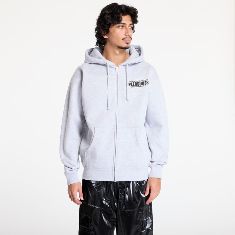 Pulóver PLEASURES Staff Zip Hoodie Heather Grey S-alacsony-ár