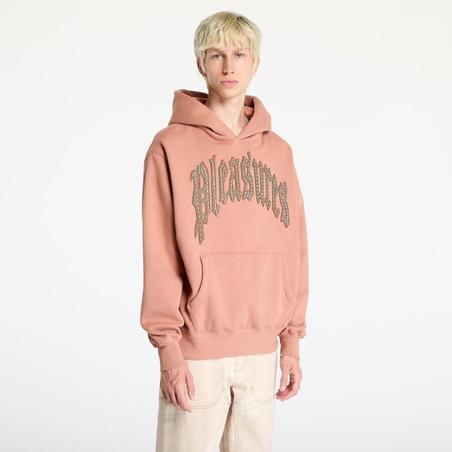 Pulóver PLEASURES Twitch Studded Hoodie Clay S-alacsony-ár