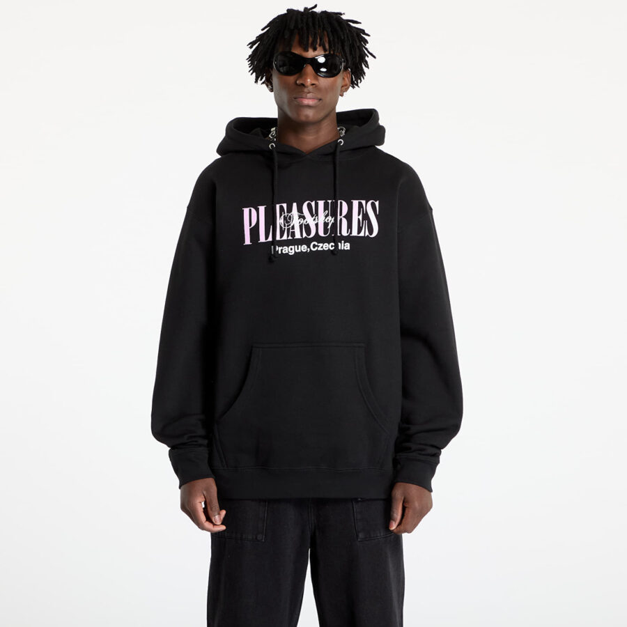 Pulóver PLEASURES x FTSHP Angel Hoodie UNISEX Black S-alacsony-ár