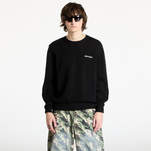 Pulóver Palm Angels Classic Logo Emb Sweater Black/ Off White M-alacsony-ár