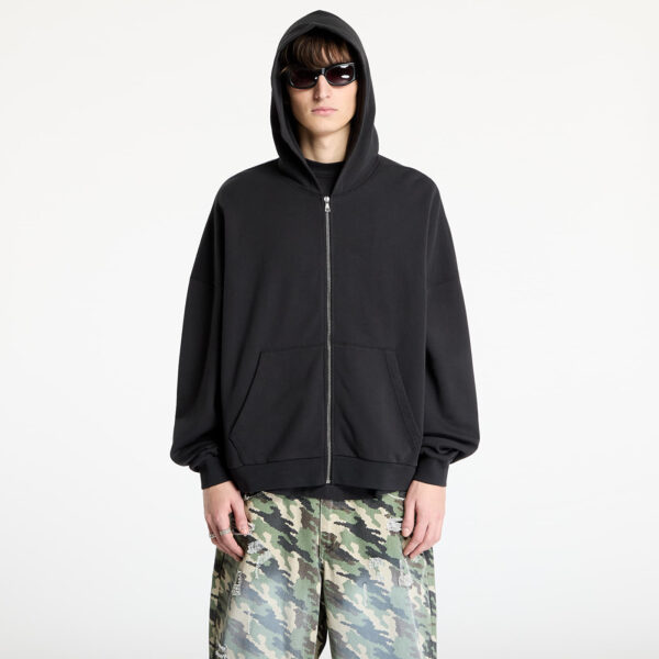 Pulóver Palm Angels Curved Logo Zipped Hoody Black/ Off White L-alacsony-ár