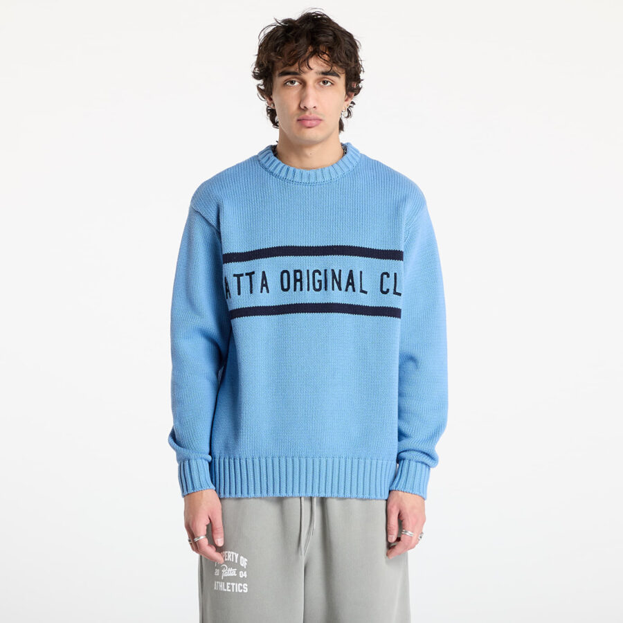Pulóver Patta Original Clothing Knitted Jumper UNISEX Dusty Blue L-alacsony-ár