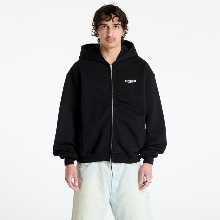 Pulóver REPRESENT Represent Owners Club Zip Hoodie Black M-alacsony-ár