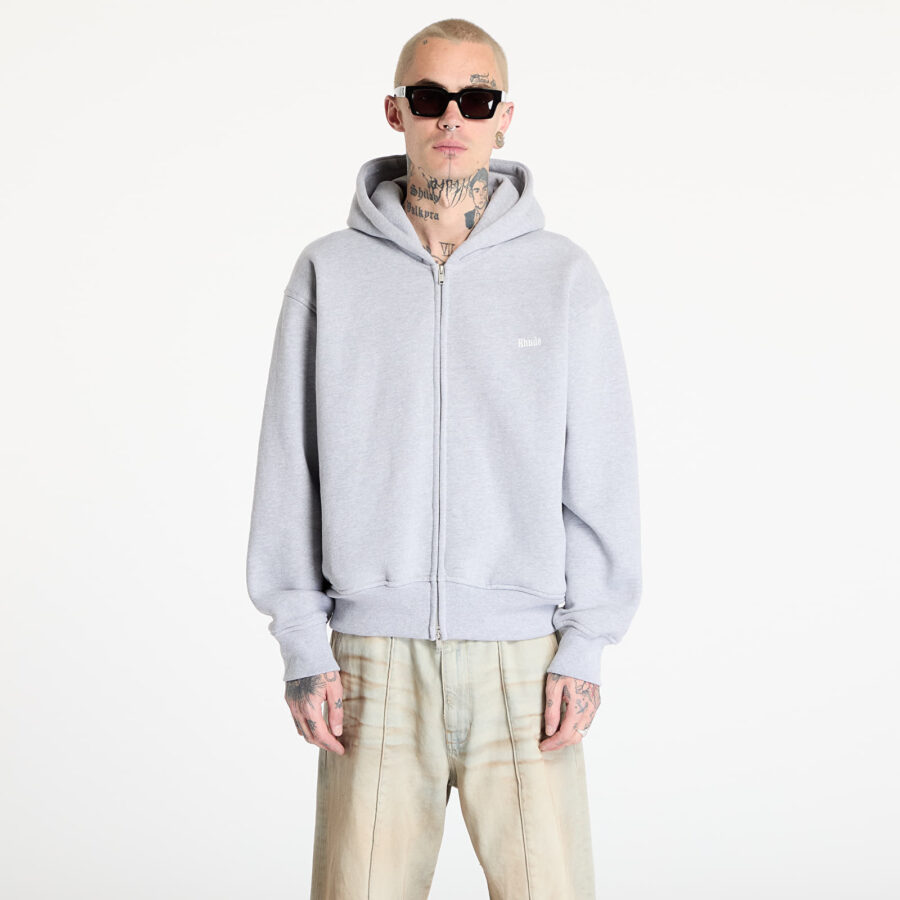 Pulóver Rhude Classique Full-Zip Hoodie Heather Gray S-alacsony-ár