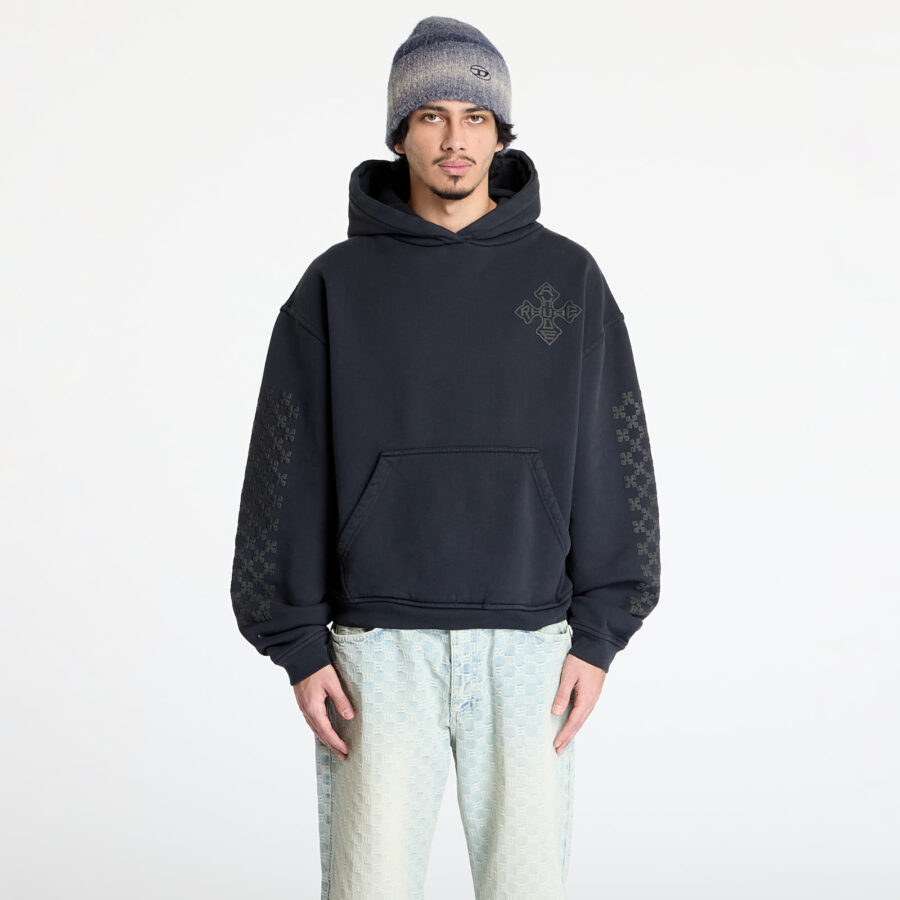 Pulóver Rhude Cross Logo Hoodie Vintage Black/ Black S-alacsony-ár