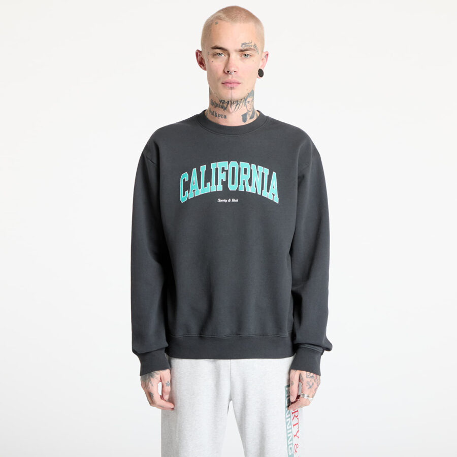 Pulóver Sporty & Rich California Crewneck UNISEX Faded Black/ Spring Green/ White XS-alacsony-ár