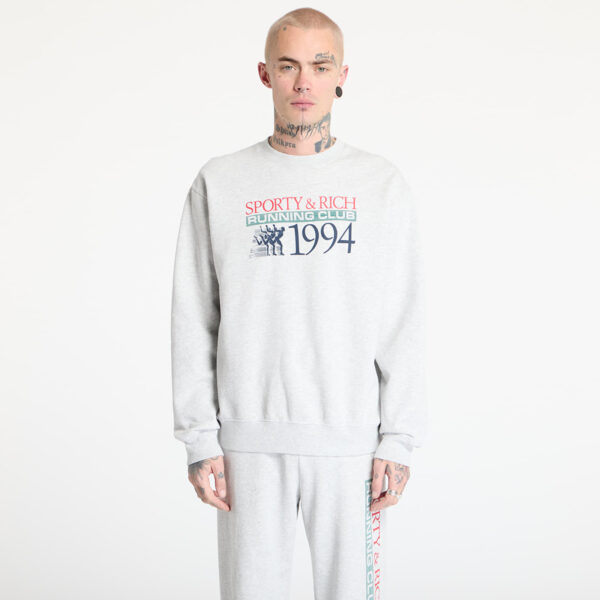 Pulóver Sporty & Rich Finish Line Crewneck UNISEX Heather Gray/ Lava/ Alpine/ Navy M-alacsony-ár