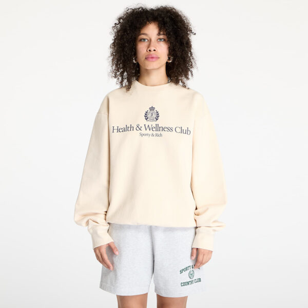 Pulóver Sporty & Rich H&W Crest Crewneck Cream S-alacsony-ár