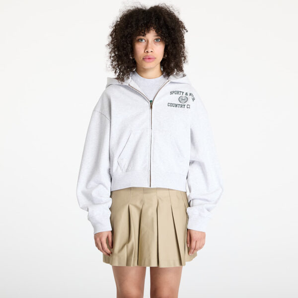 Pulóver Sporty & Rich Varsity Crest Cropped Zip Hoodie Heather Gray L-alacsony-ár