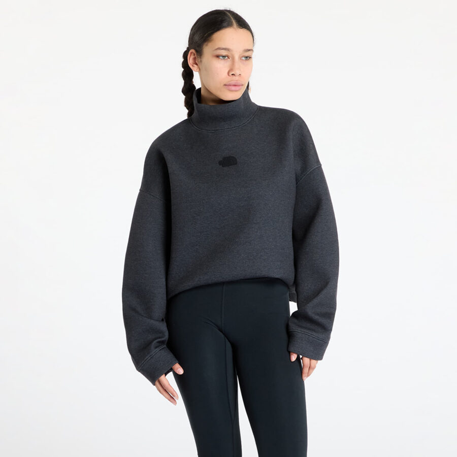 Pulóver The North Face Mock Neck Relaxed Sweater TNF Black L-alacsony-ár