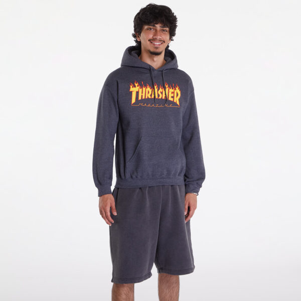 Pulóver Thrasher Flame Hoodie Dark Grey S-alacsony-ár