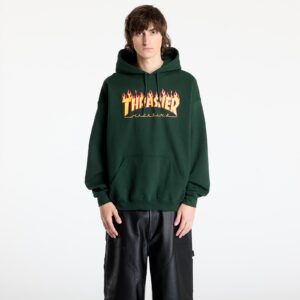 Pulóver Thrasher Flame Logo Hoodie Forest Green S-alacsony-ár